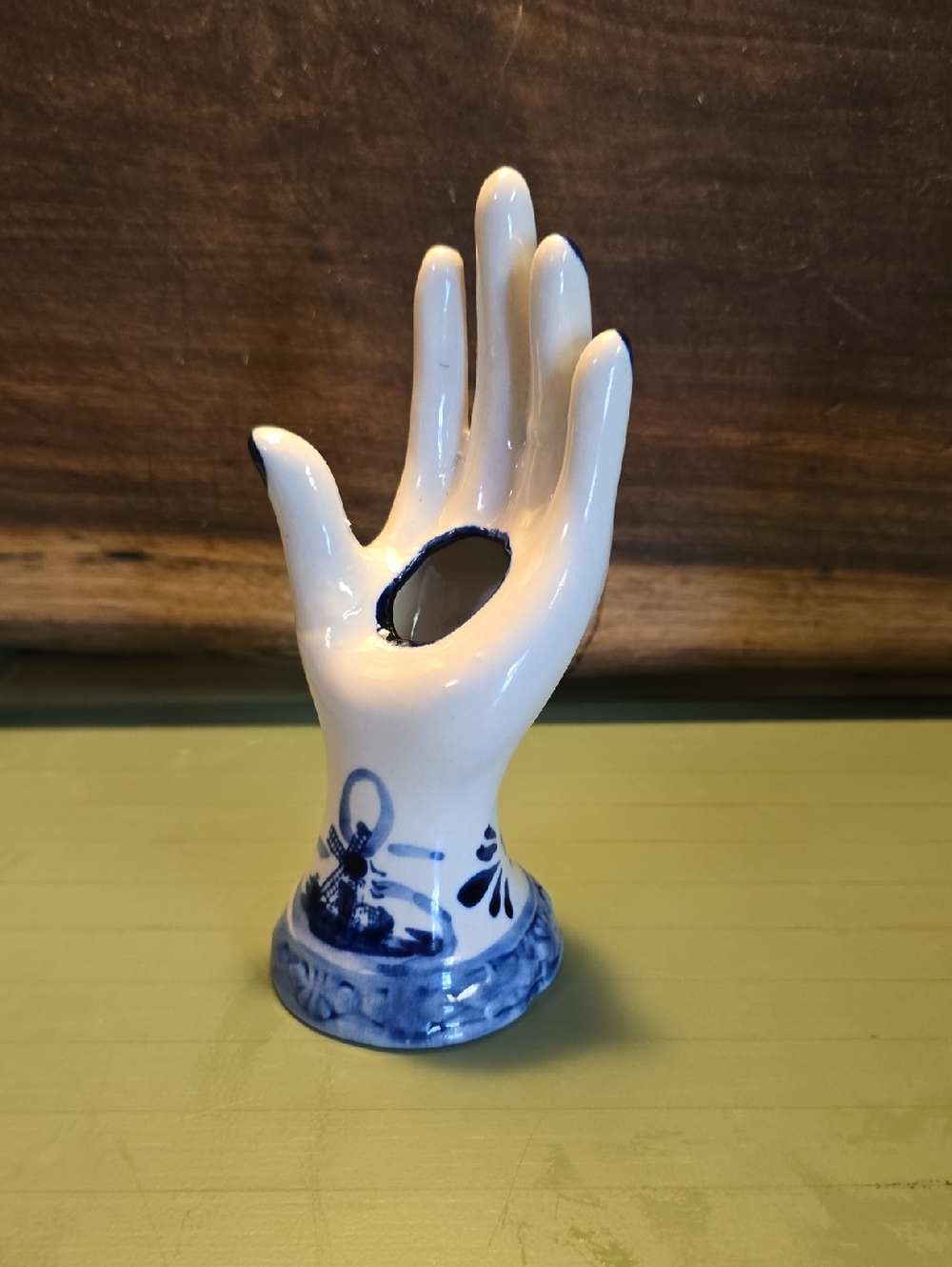 Vintage Porcelain Hand Vase/ring Holder Delft Blue